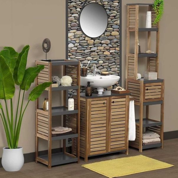TENDANCE Acacia kupatilski ormarić sa 2 vrata, policom i držačem peškira 60x30x70cm mdf - 9900671