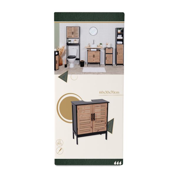 TENDANCE Podni element za umivaonik 60x30x70cm Bergen, crna/braon - 9900763