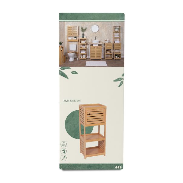 TENDANCE Kupatilska polica sa jednim vratima 36.5x30x83cm Trinidad, braon - 9902764