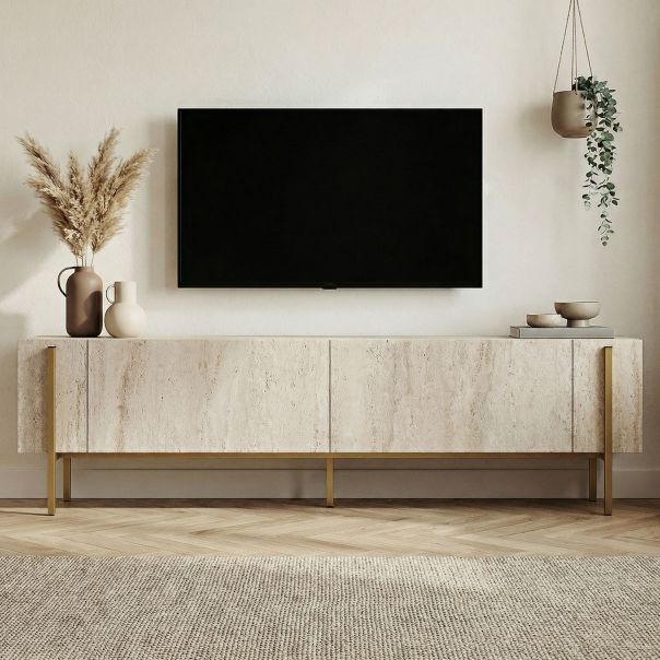 NORDURE TV komoda Nexus, krem/zlatna - EP3057785