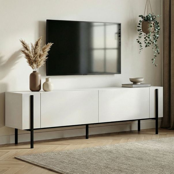 NORDURE TV komoda Nexus, bela/crna - EP3057809