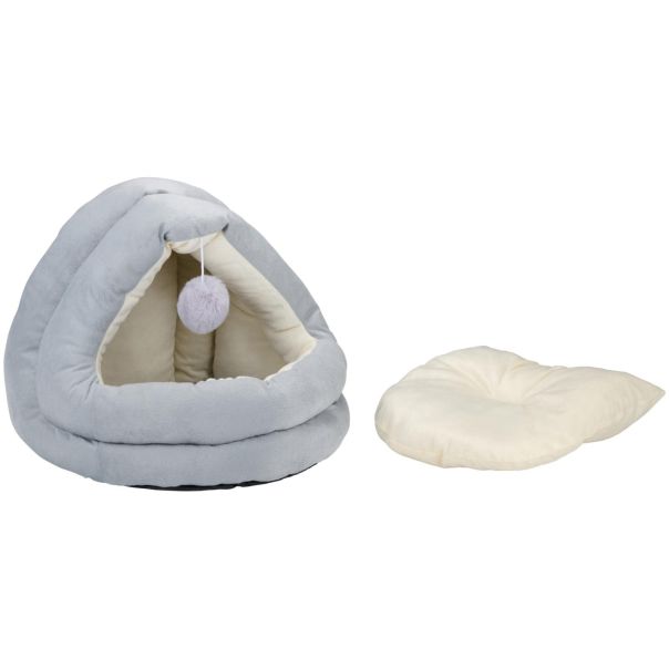 PET COMFORT Krevet za mačke sa visećom lopticom Sivo-Bež 42 × 40 × 38 cm - EP3174605