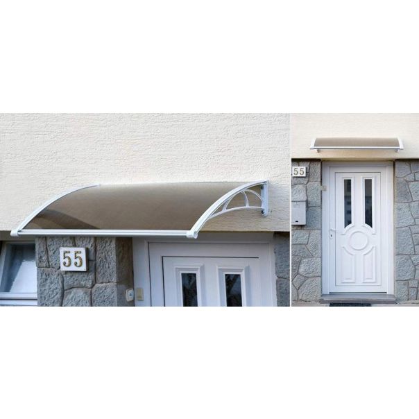 Nadstrešnica Za Vrata 82x120cm Bela Baza Ploča Bronza 6mm - EP3174446