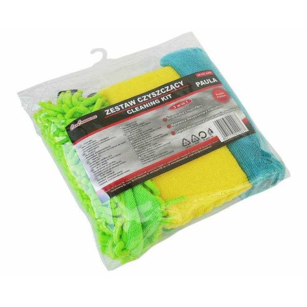 CARCO Set za čišćenje 3u1 mikrofiber krpa 40X40cm+rukavica 23.5X14cm+sunđer dvostrani 18X11X5.5cm - 999_42908
