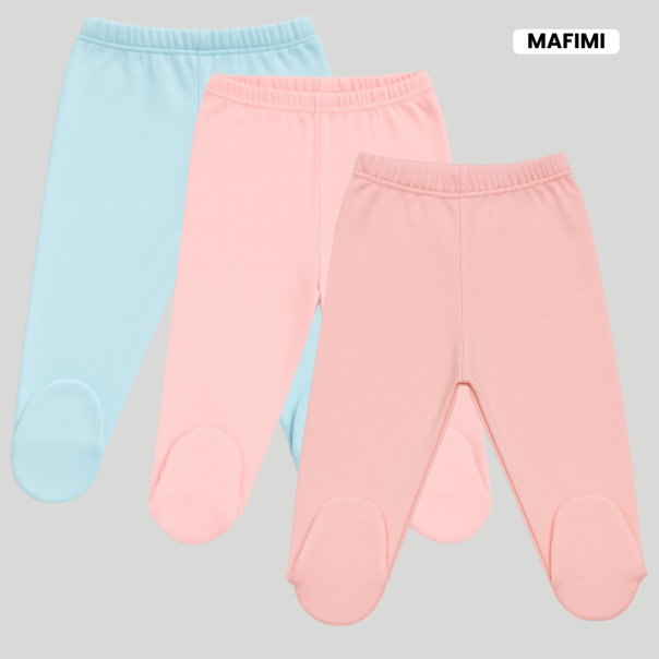Mafimi Pamučne Pantalonice sa stopicom set od 3 - aqva, puder, kajsija - P-1250