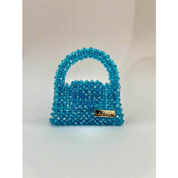 AZIBI Ženska torba od kristalnih perli Piccolina, svetloplava - 99-1-1