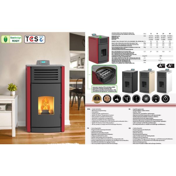 MARELI Kamin na pelet ONYX Hydro 30 (4kW + 26kW) crna - EP3013733