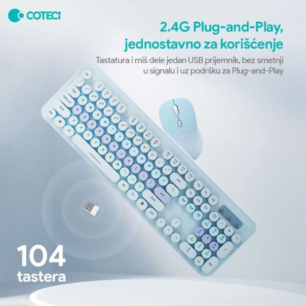 Combo mis i tastatura Coteci OF-054 plava - 224454