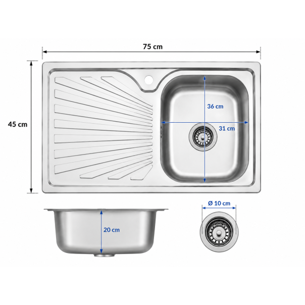 Inox sudopera 76×45 cm 24709-D - EP3252775