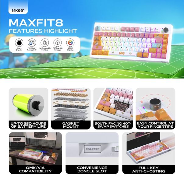 Tastatura Mehanicka Gaming Fantech MK921 Maxfit 8 Wireless ONE PIECE - NAMI (white switch) - EP3094901
