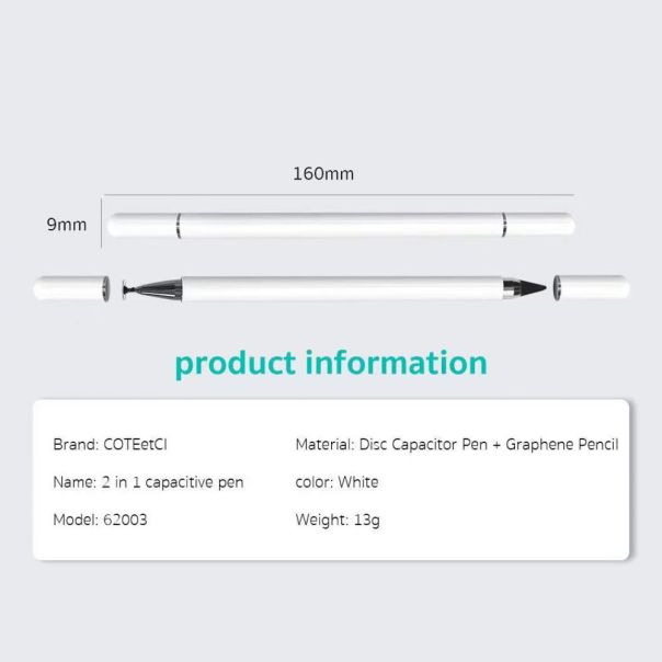 Coteci Olovka za touch screen 62003 2u1 bela - EP3243921