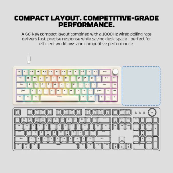 Tastatura Mehanicka Gaming Fantech MK614 Atom x66 Retro bez (ice apricot switch) - EP3093830