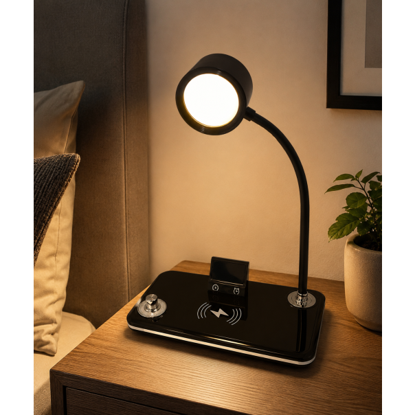MKS Multifunkcionalna LED stona lampa sa satom i bežičnim punjačem - EP3248069