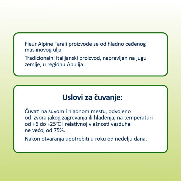 Fleur Alpine italijanski TARALLI sa ekstra devičanskim maslinovim uljem, za celu porodicu, 125 g - EP3092466