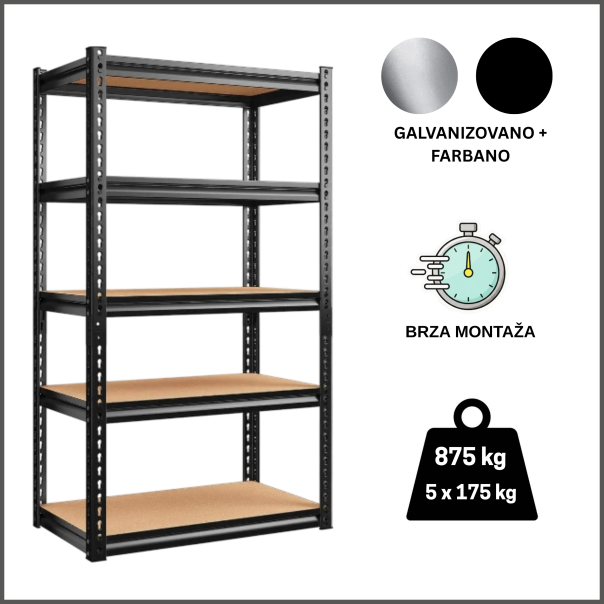 ePRO metalna montažna polica SET 1 kom ugaona 180x90x40 + 2 kom premium 180x90x40, metal-drvo - EP3065259
