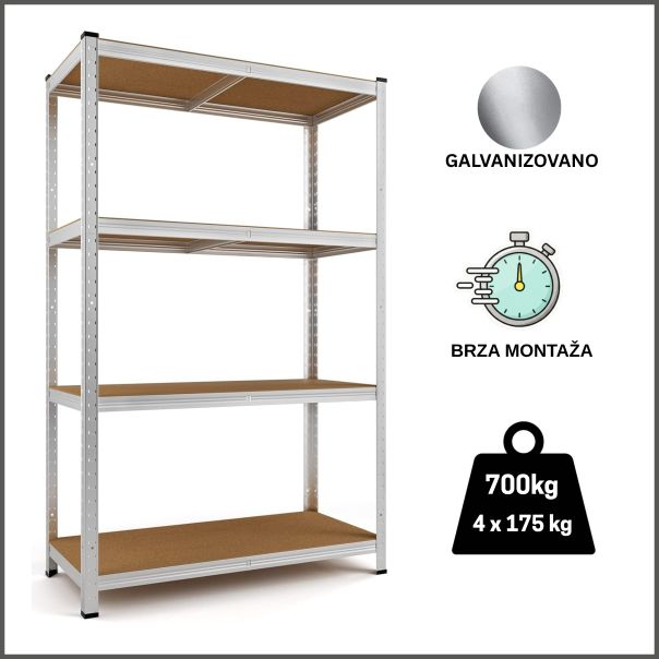 ePRO metalna montažna polica standard 150x70x30 SET 3 KOMADA , metal-drvo - EP3070904