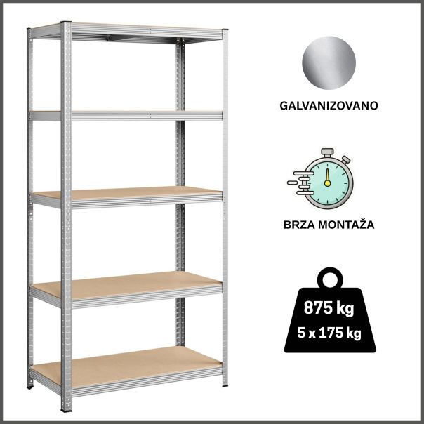 ePRO metalna montažna polica standard 180x90x30 SET 3 KOMADA, metal-drvo - EP3070907