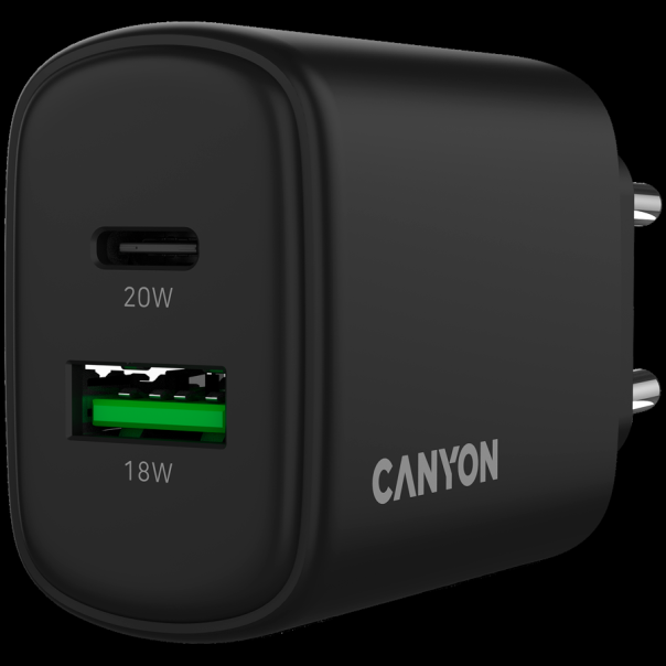 CANYON charger OnCharge 200 20W 1xPD 1xQC EU Black - EP2894018
