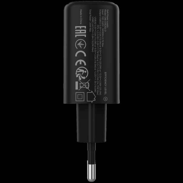CANYON charger OnCharge 250 25W 1xPD 1xQC EU Black - EP2839582