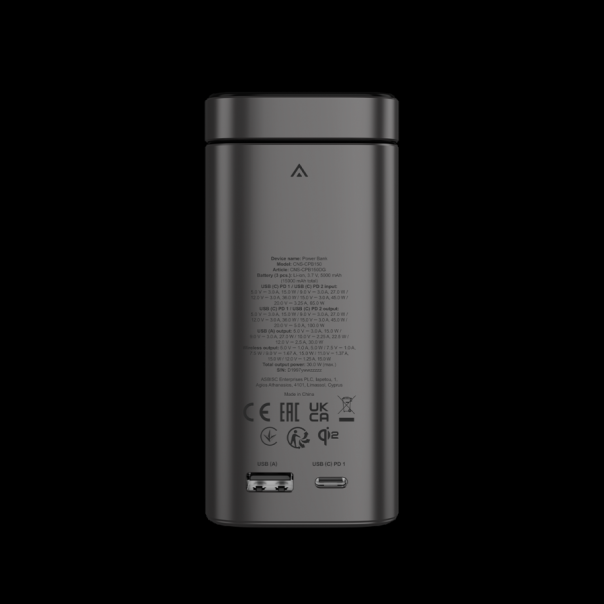 CANYON Qi2 magnetic power bank OnPower 150 15000mAh Aluminium Dark grey - EP2939163