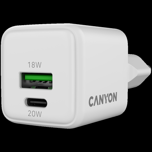 CANYON charger CU20AC GaN 20W 1xPD 1xQC EU White - EP2843956