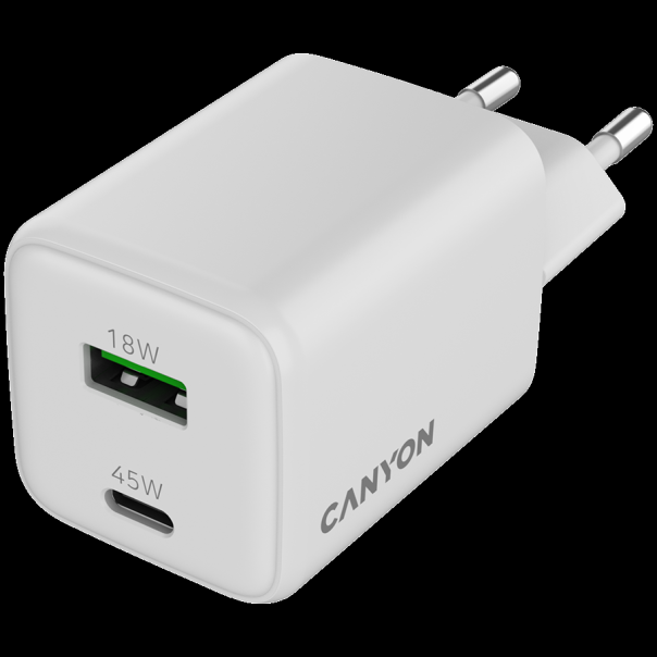 CANYON charger CU45AC GaN 45W 1xPD 1xQC EU White - EP2846937