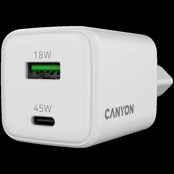 CANYON charger CU45AC GaN 45W 1xPD 1xQC EU White - EP2846937