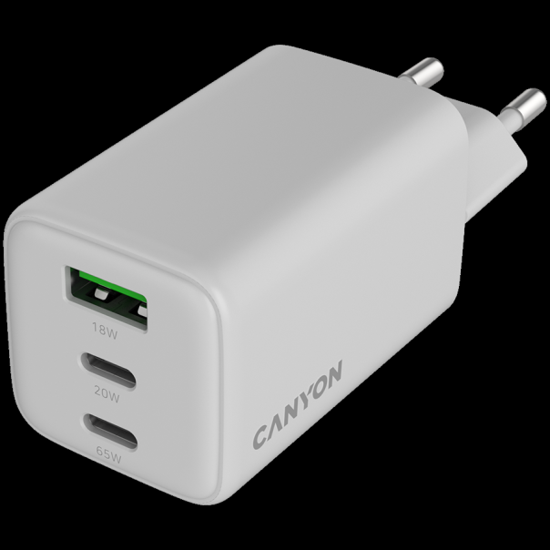 CANYON charger CU65ACC GaN 65W 2xPD 1xQC EU White - EP2847177