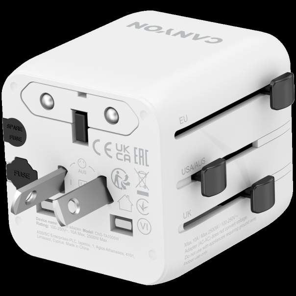 CANYON Travel Adapter OnTour One EU/UK/US/AUS White - EP2848327