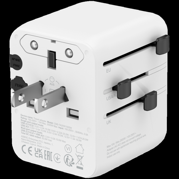 CANYON Travel Adapter OnTour 20 EU/UK/US/AUS 20W  White - EP2849499