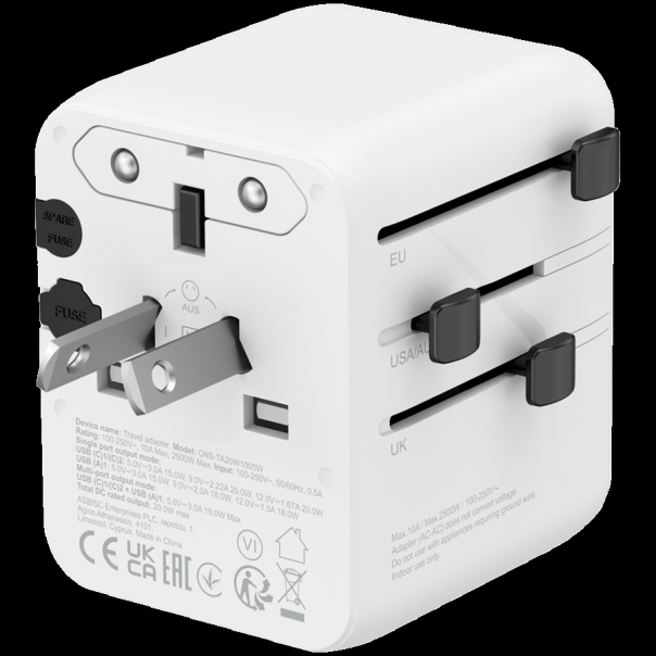 CANYON Travel Adapter OnTour 20 EU/UK/US/AUS 20W  White - EP2849499