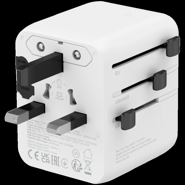 CANYON Travel Adapter OnTour 20 EU/UK/US/AUS 20W  White - EP2849499