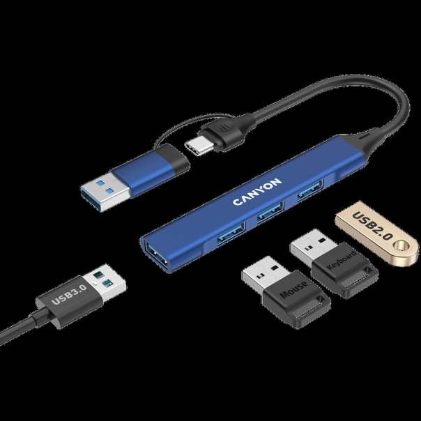 CANYON hub DS-02 4in1 USB-A/C Blue - EP2842347