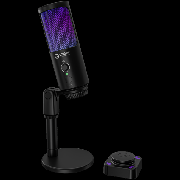 LORGAR SMP40, RGB Microphone with external mute button and metal stand, Black - EP3013455