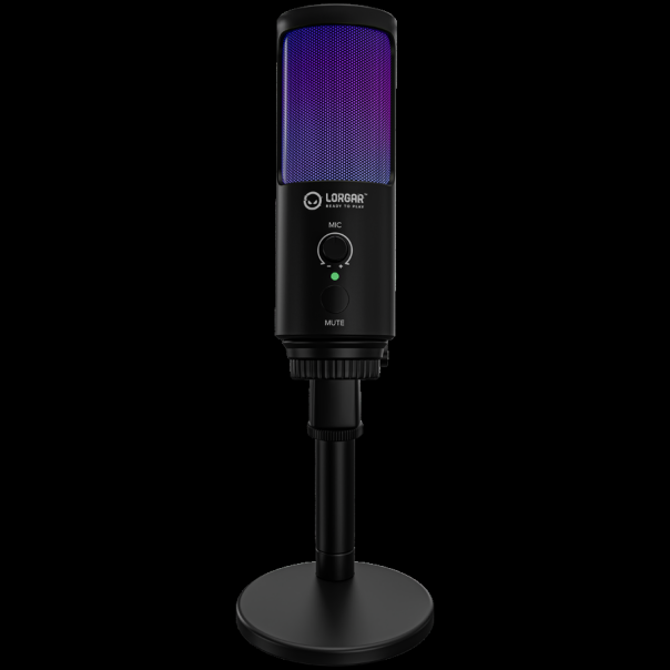 LORGAR SMP40, RGB Microphone with external mute button and metal stand, Black - EP3013455