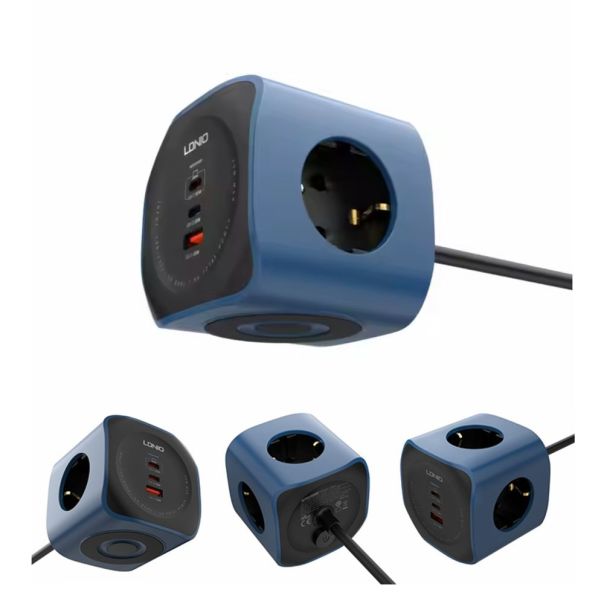 Produzni kabl LDNIO SE3338, 3 uticnice, USB, 2xPD, 6u1, GAN, 65W total power - 224830