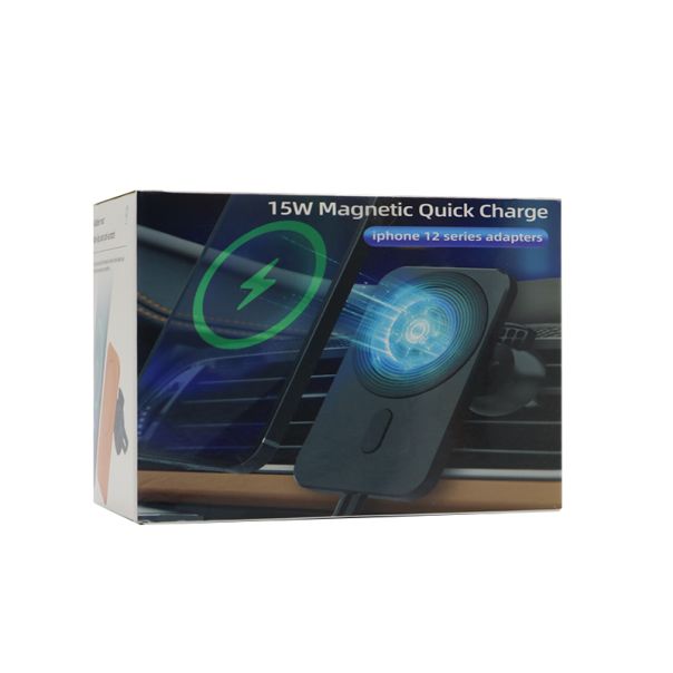 Auto punjač bežični (WiFi) Magnetic, Magsafe 15W, crna - A650