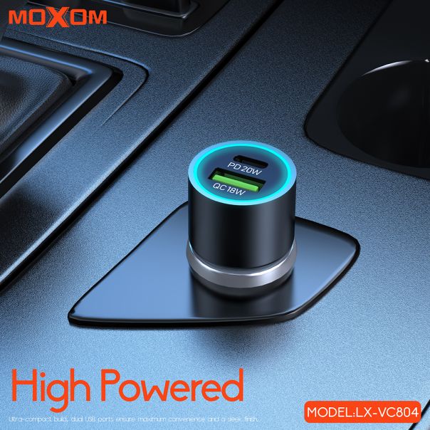 MOXOM Auto punjač LX-VC804 PD+QC 38W, crna - A711