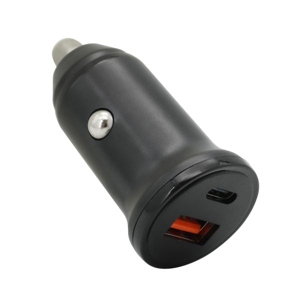 Auto Punjač 30W USB-A + Type-C ulaz sa Type-C na Lightning kablom, siva - A721