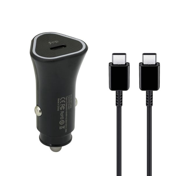 Auto Punjač 25W Type-C ulaz sa Type-C na Type-C kablom, crna - A723