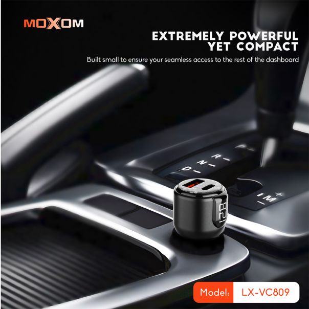 MOXOM Auto punjač LX-VC809 PD+QC 75W, crna - A726