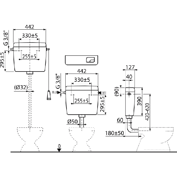 ALCAPLAST Vodokotlić A93 - 109-1-1-1-1