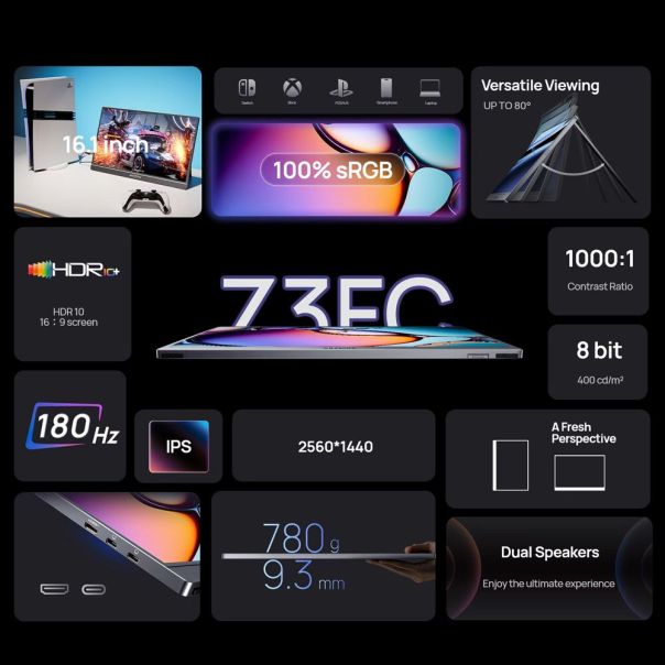 Eksterni prenosni monitor Arzopa Z3FC (sa futrolom) 16,1 inch Grey 2K sRGB100 180hz - EP3055770