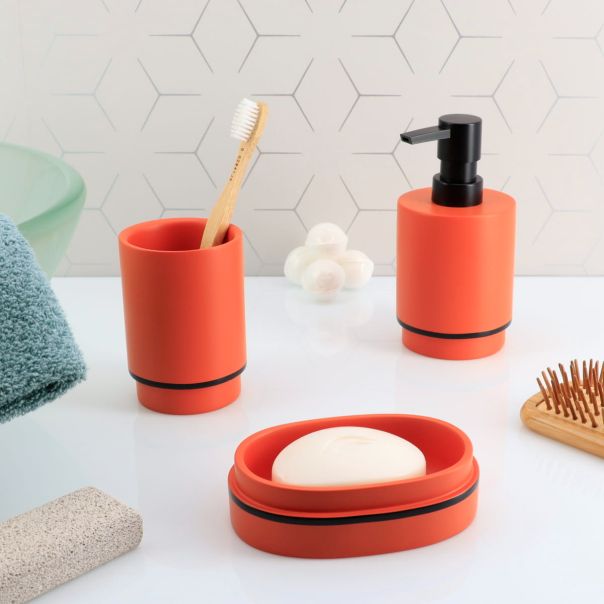 TENDANCE Posuda za sapun 3.6x12.7x9cm, narandžasta/crna - AA64140124