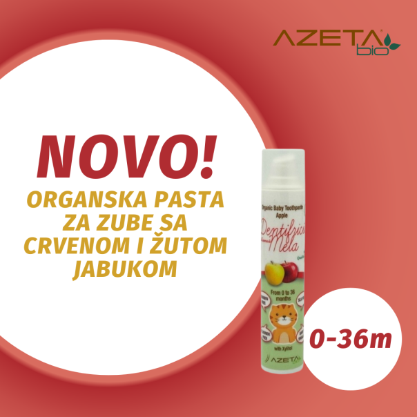 AZETABIO Organska pasta za zube, 50ml, 0-36 meseci,(crveno-žuta jabuka) - AB043-1