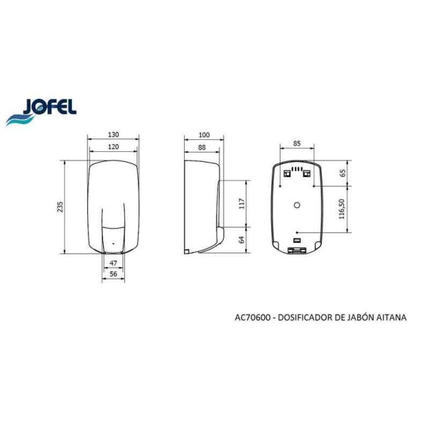 JOFEL Dozer za tečni sapun 1L, crna - AC70600