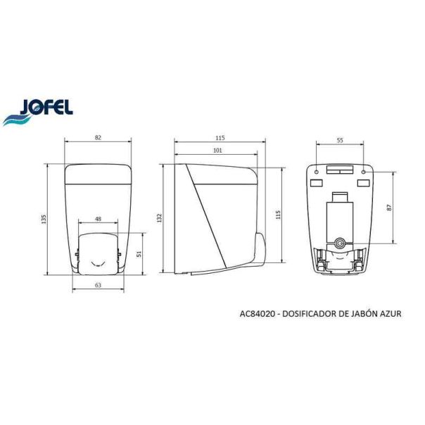 JOFEL Dozer za tečni sapun 0.4L Smart linija, bela - AC84020