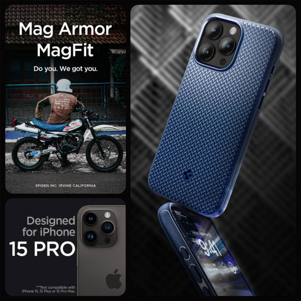 Maska za iPhone 15 Pro Max Spigen Mag Armor MagSafe tamno plava - EP3266004