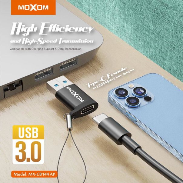 MOXOM Adapter USB3.0 Type C na USB-A MX-CB144, crna - AD430