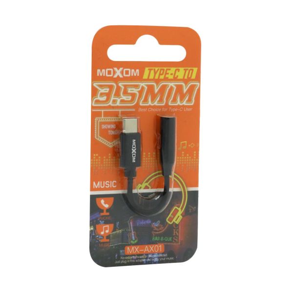 MOXOM Adapter audio MX-AX01 3.5mm na Type C MOXOM pleteni, crna - AD433